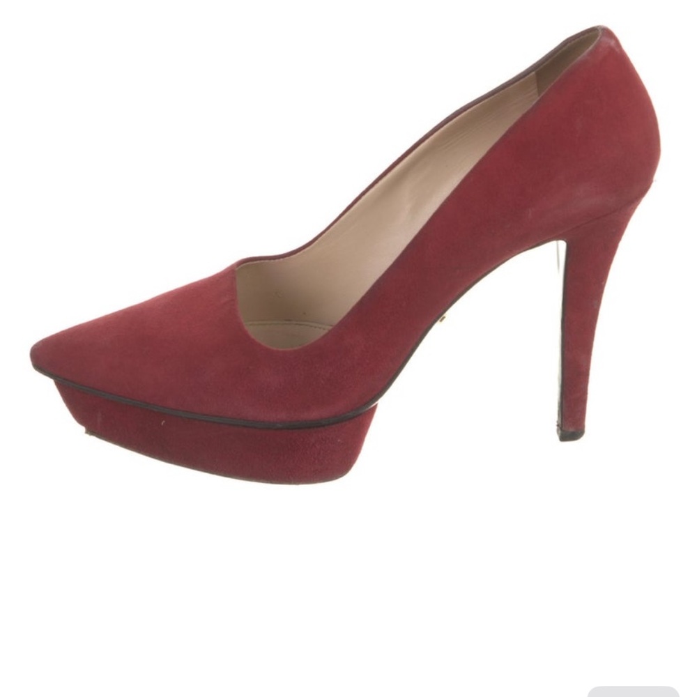 Prada Deep Red Suede Heels